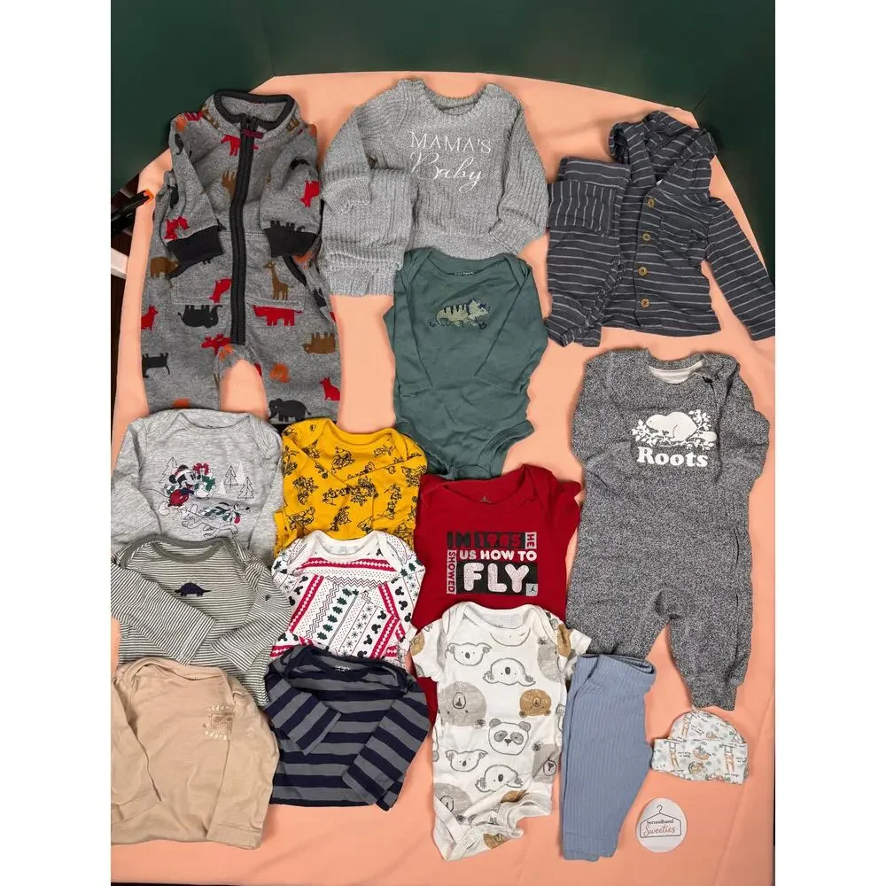 Baby Boy 0–3M Fall/Winter Clothing Lot – Carter’s, Roots, Disney & More – #179